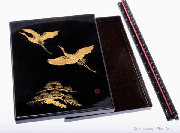 Japanese Gold Cranes Lacquer Document Box