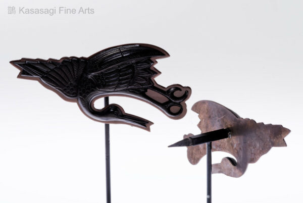 Pair Of Bronze Cranes On Enamelled Stands