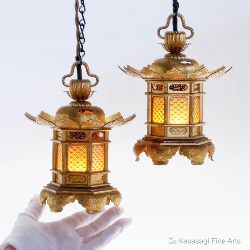 Two Yoraku Temple Lanterns Wired To Australian Standards