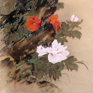 Antique Scroll Painting Peonies