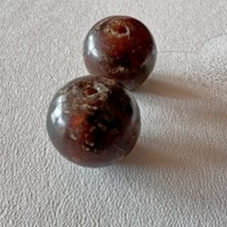 Two Antique Amber Ojime