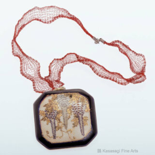 Antique Satsuma Wisteria Pendant On Chain