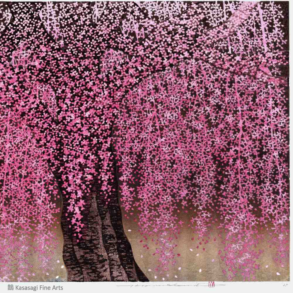 69 cm Hajime Namiki Woodblock Weeping Cherry Blossoms 30