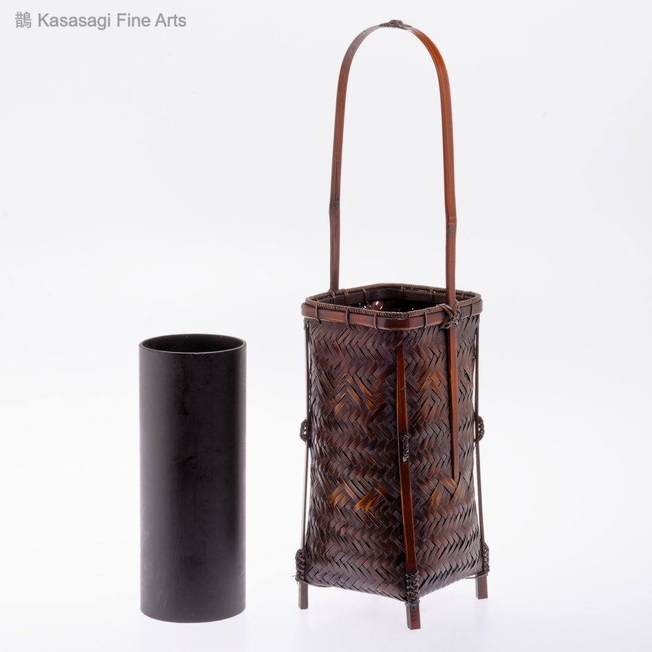 Antique Ikebana Bamboo Basket